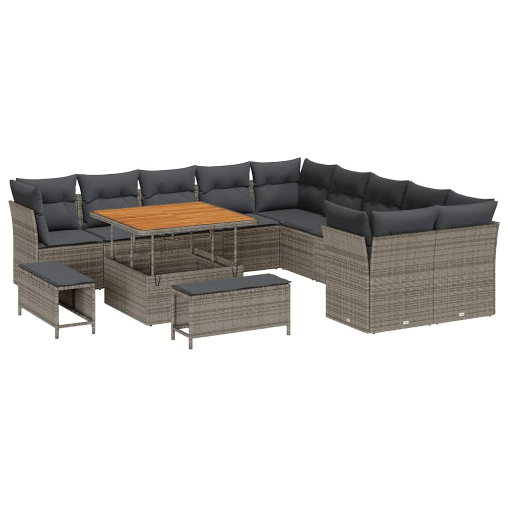 Kerti Kanapé Szett 13 pcs Szürke polirattan