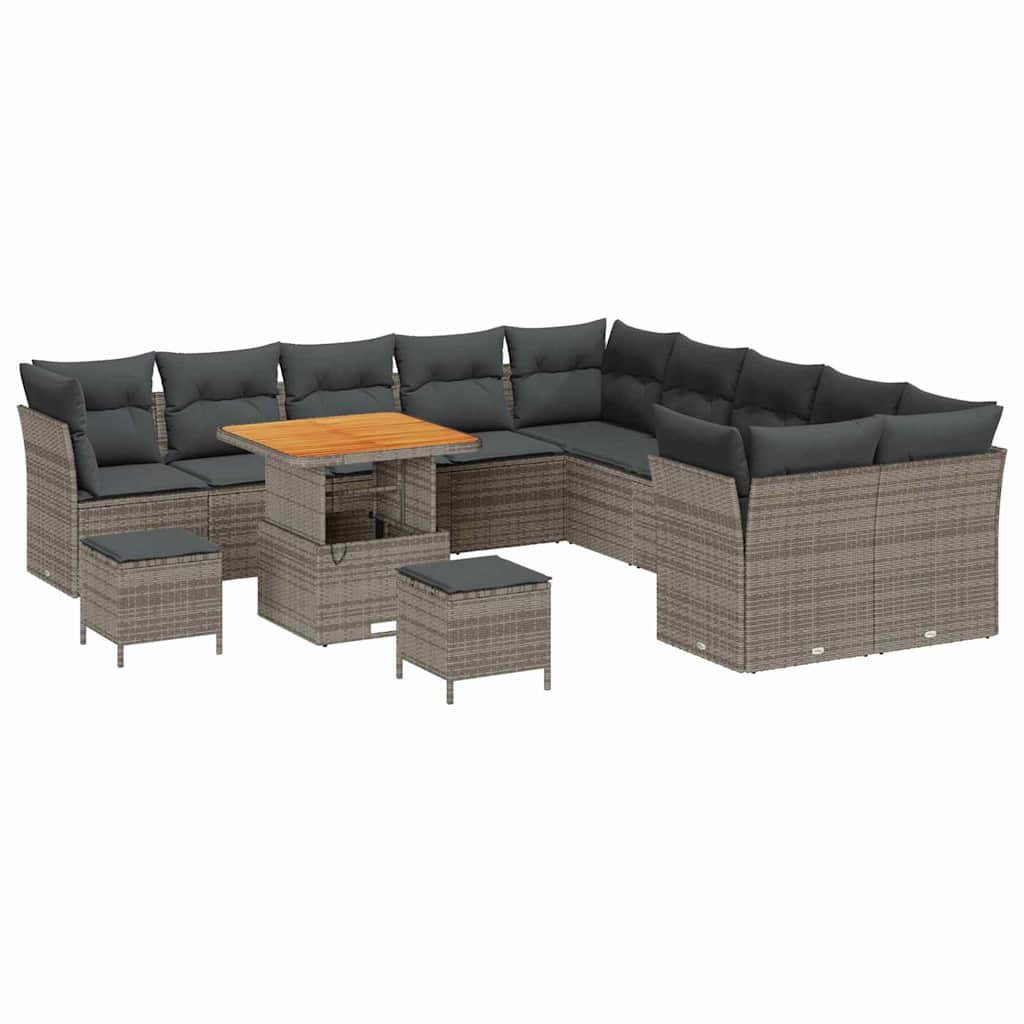 Kerti Kanapé Szett 13 pcs Szürke polirattan