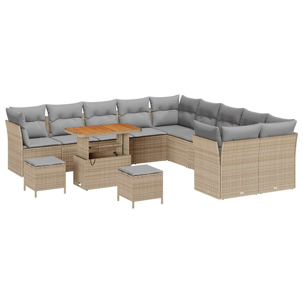 Kerti Kanapé Szett 13 pcs Bézs polirattan