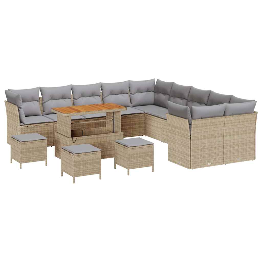 Kerti Kanapé Szett 14 pcs Bézs polirattan