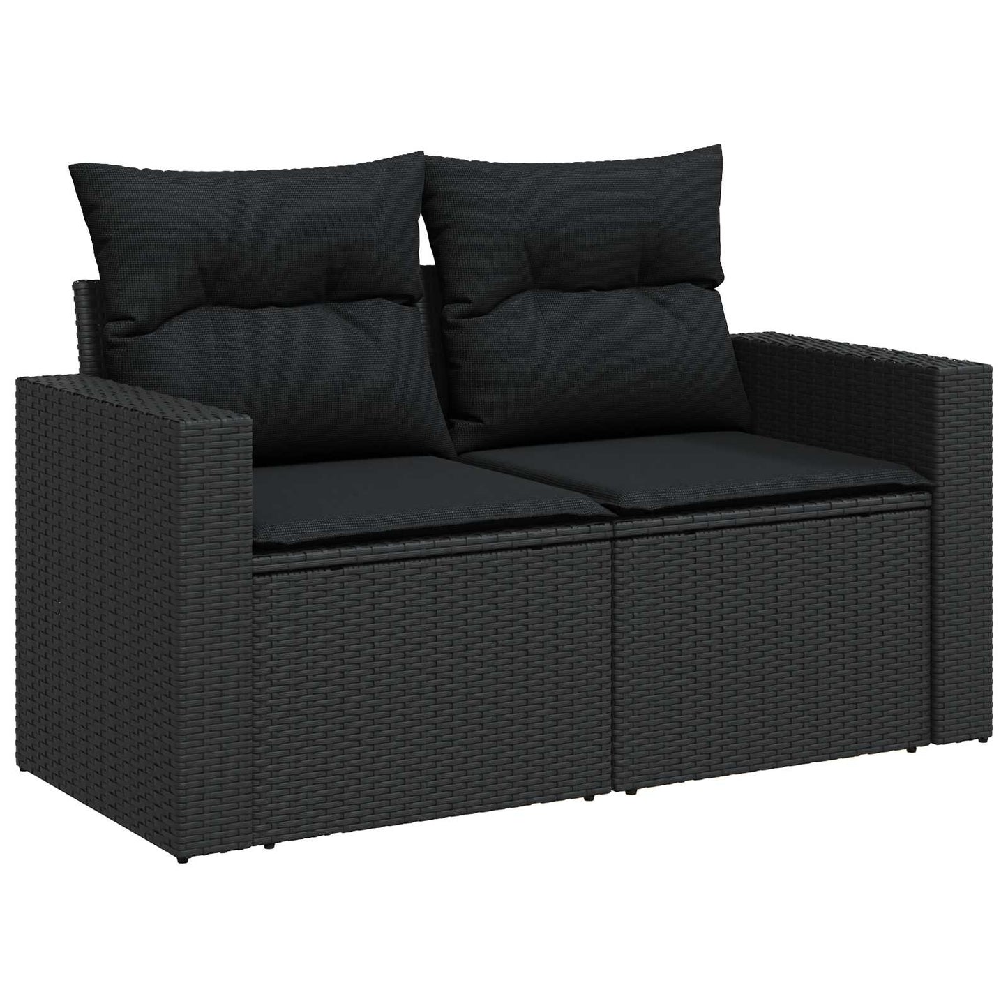 Kerti Kanapé Szett 10 pcs Fekete polirattan