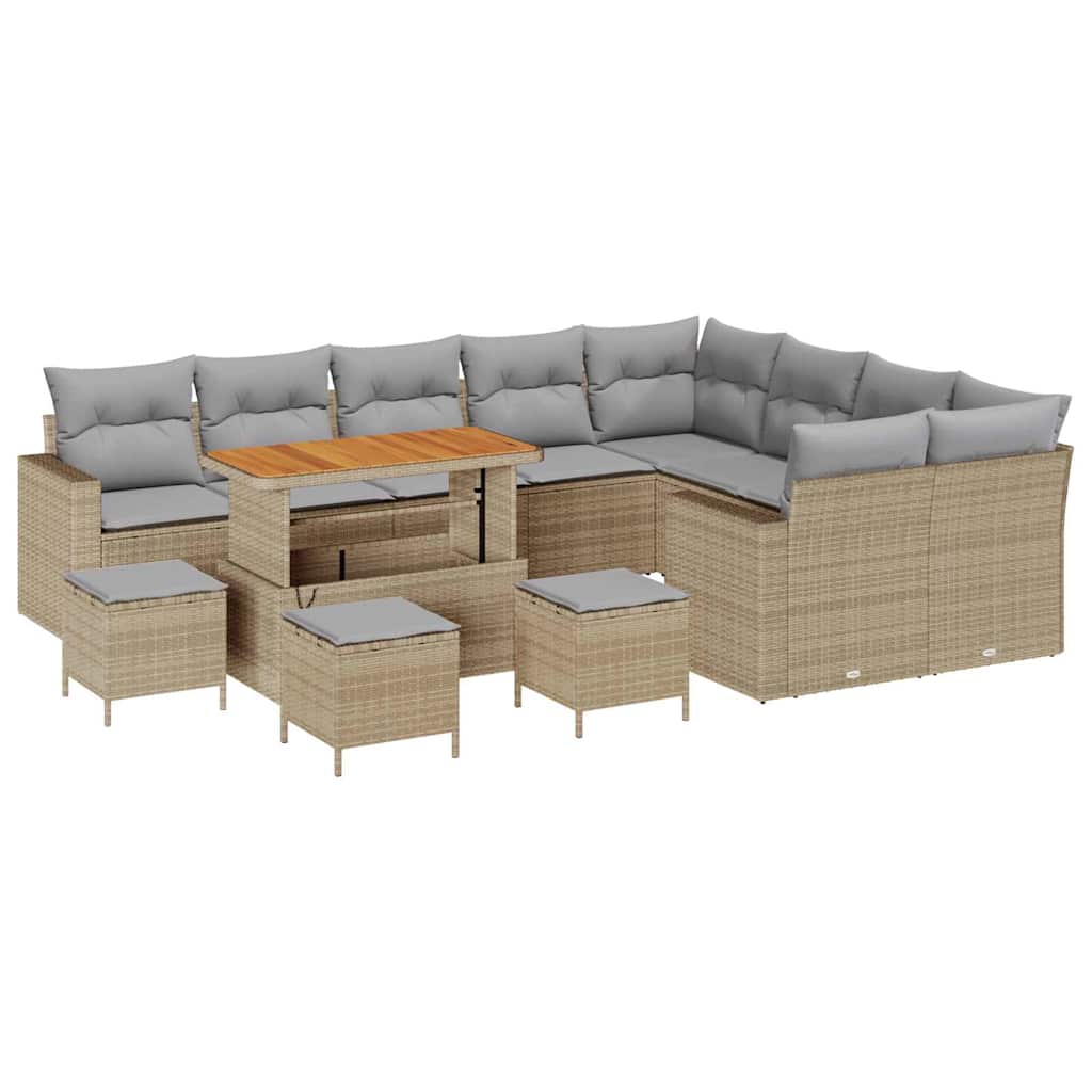 Kerti Kanapé Szett 13 pcs Bézs polirattan