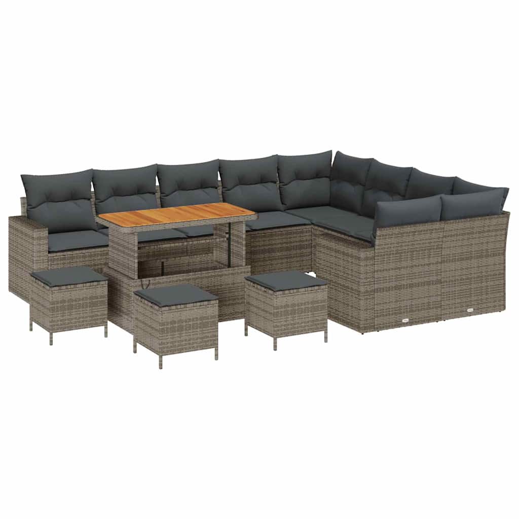 Kerti Kanapé Szett 13 pcs Szürke polirattan
