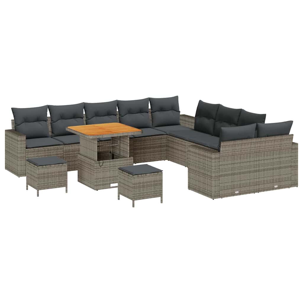 Kerti Kanapé Szett 13 pcs Szürke polirattan