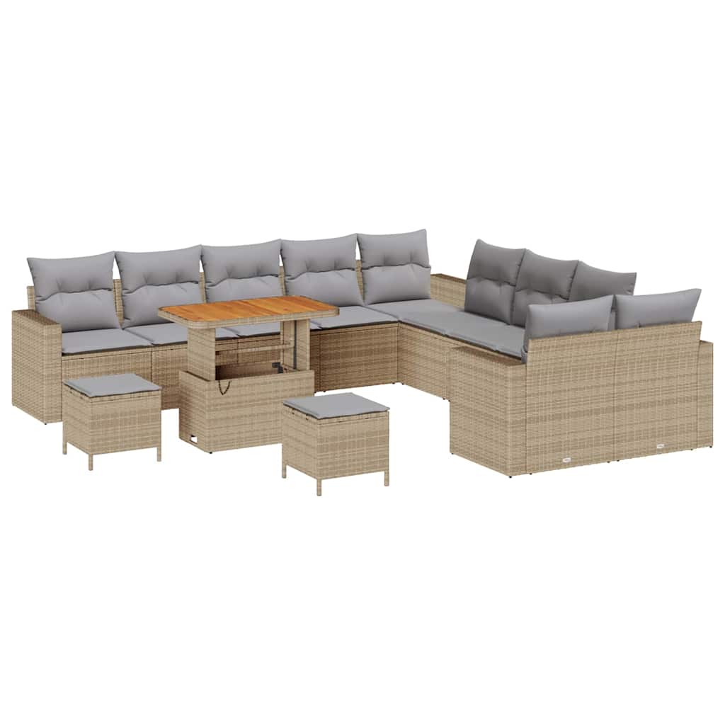 Kerti Kanapé Szett 13 pcs Bézs polirattan