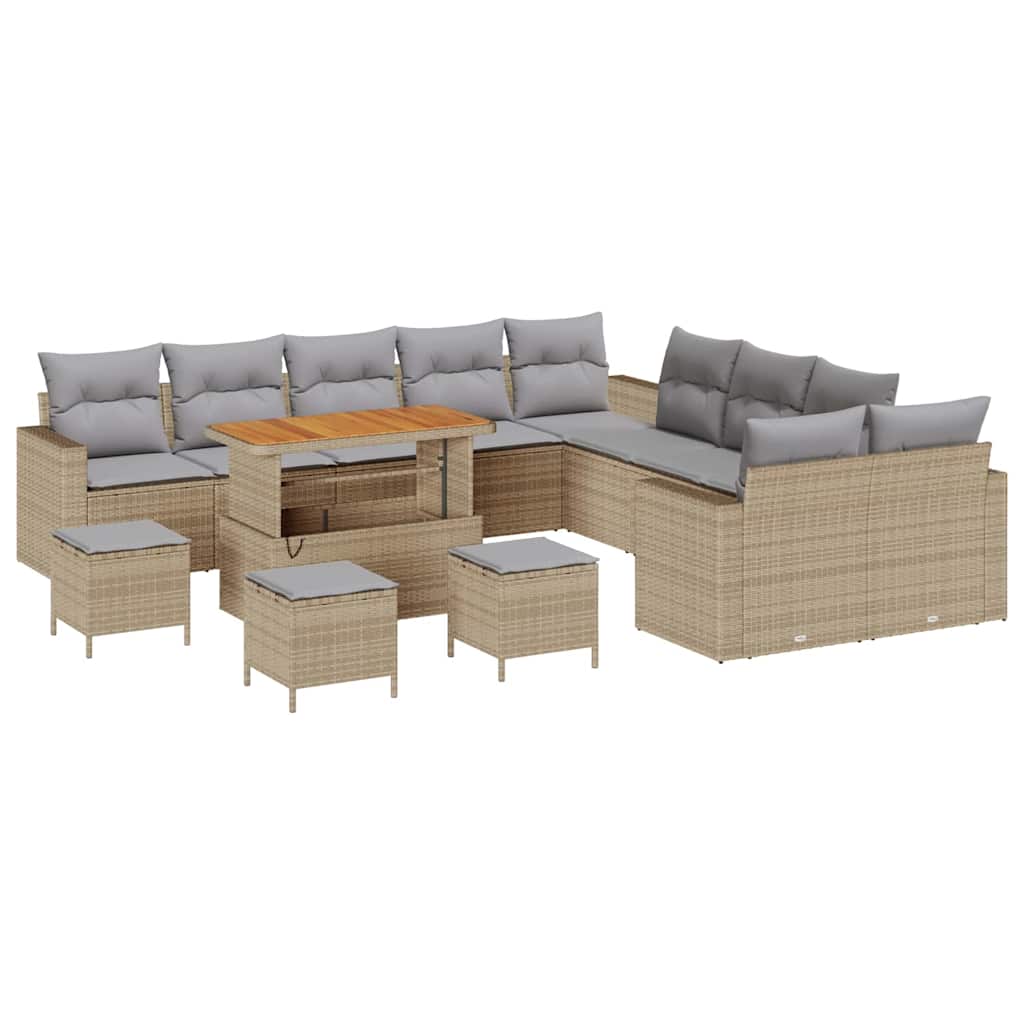 Kerti Kanapé Szett 14 pcs Bézs polirattan