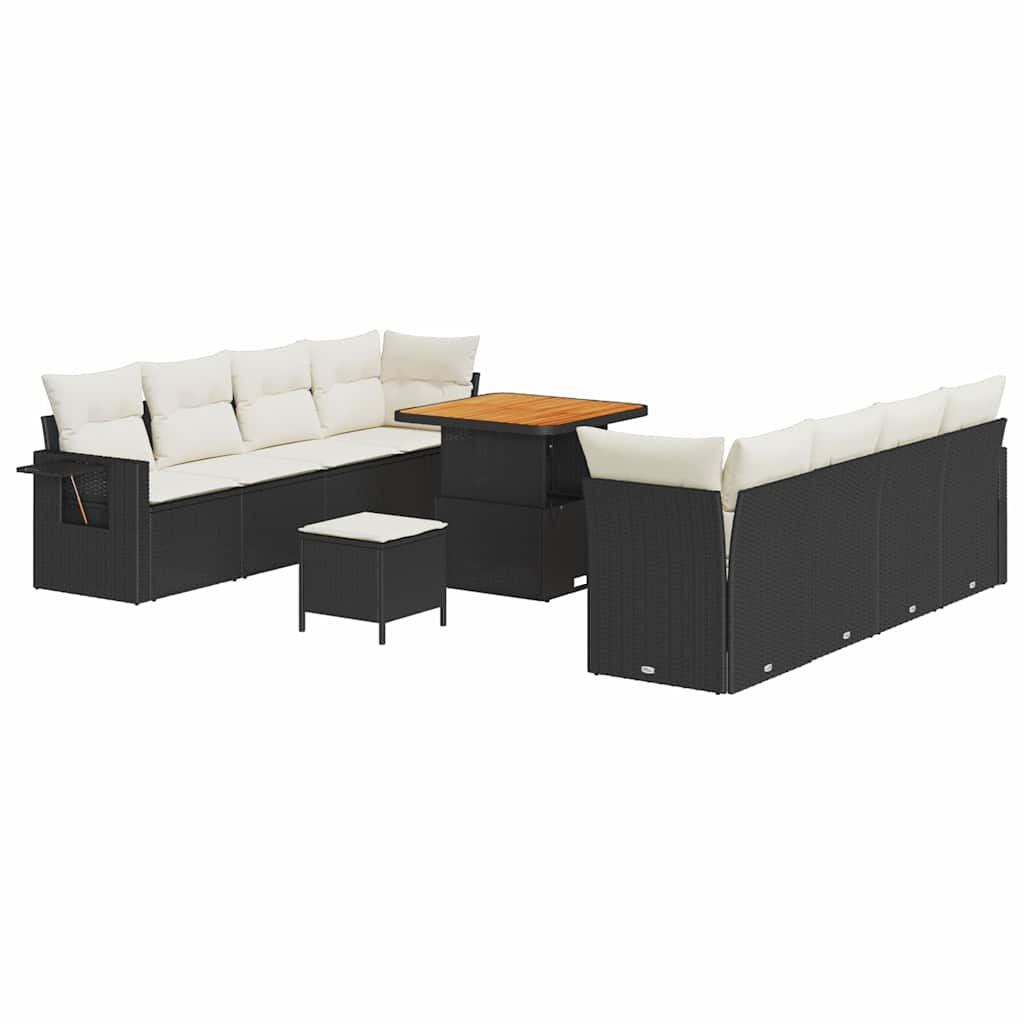 Kerti Kanapé Szett tárolóval 11 pcs Fekete Poli rattan