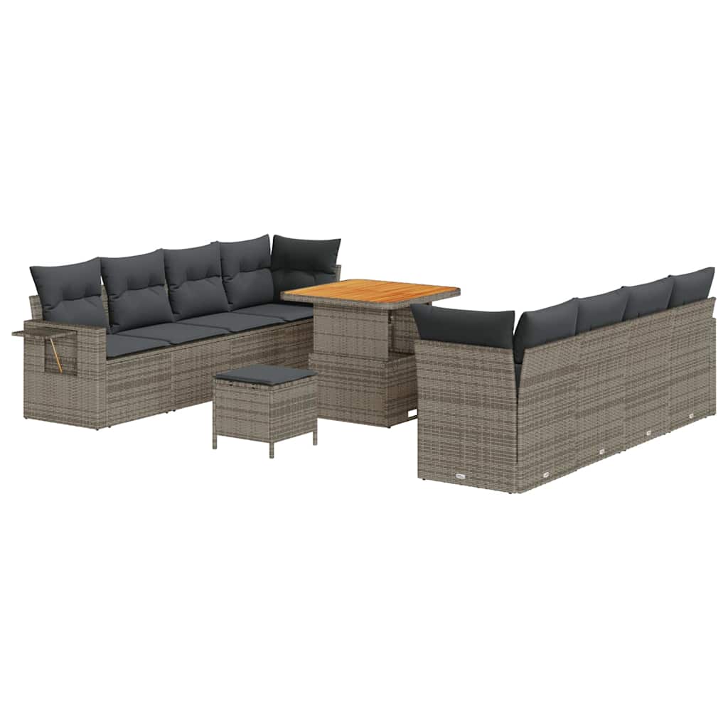Kerti Kanapé Szett tárolóval 11 pcs Szürke Poli rattan