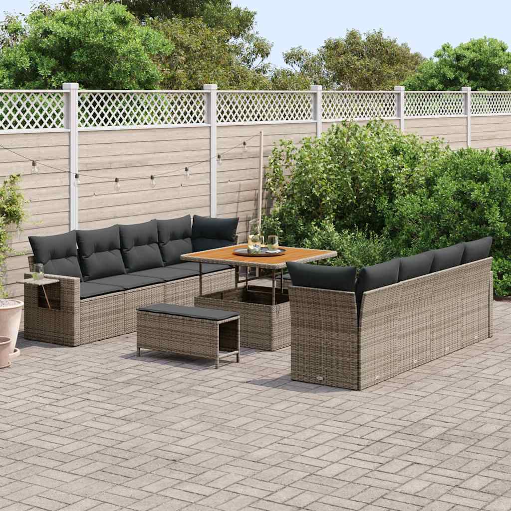 Kerti Kanapé Szett tárolóval 11 pcs Szürke Poli rattan