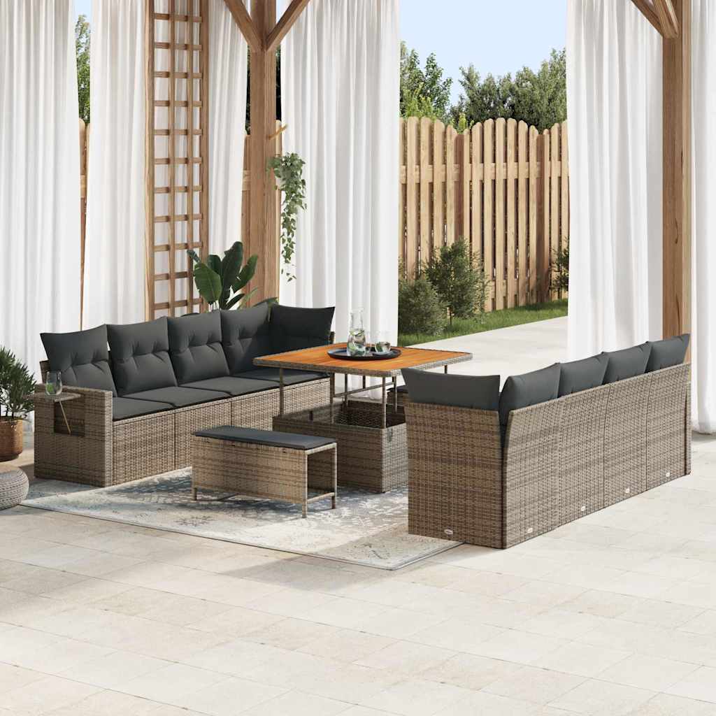 Kerti Kanapé Szett tárolóval 11 pcs Szürke Poli rattan