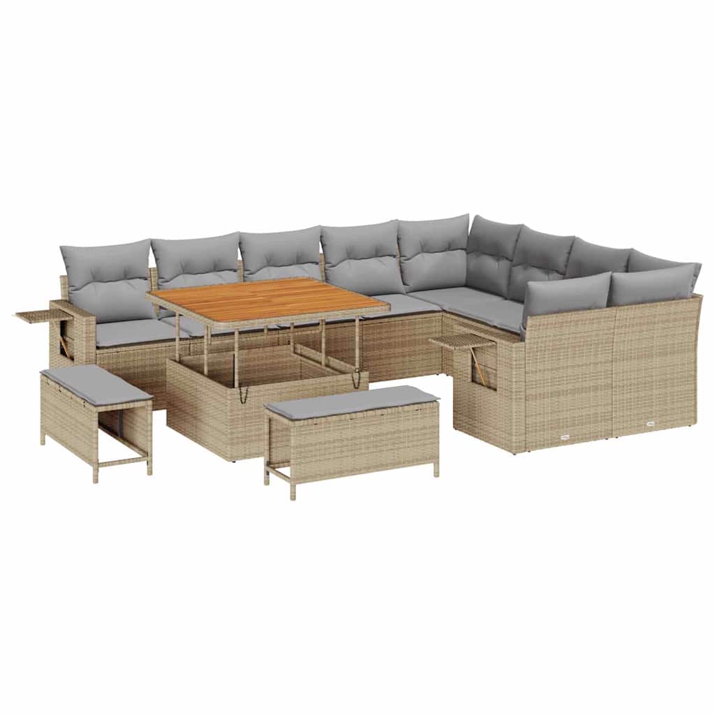 Kerti Kanapé Szett 12 pcs Bézs polirattan