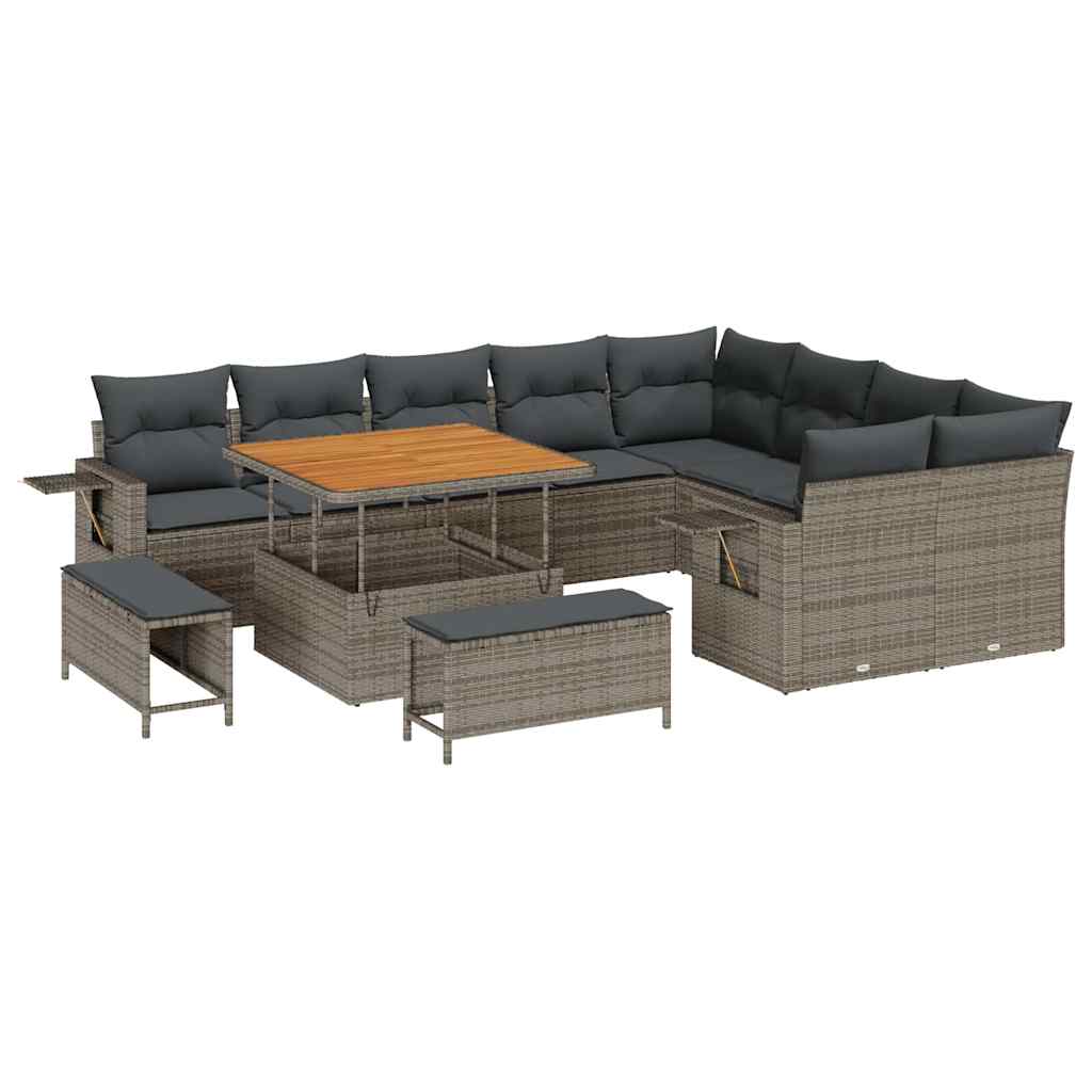 Kerti Kanapé Szett 12 pcs Szürke polirattan