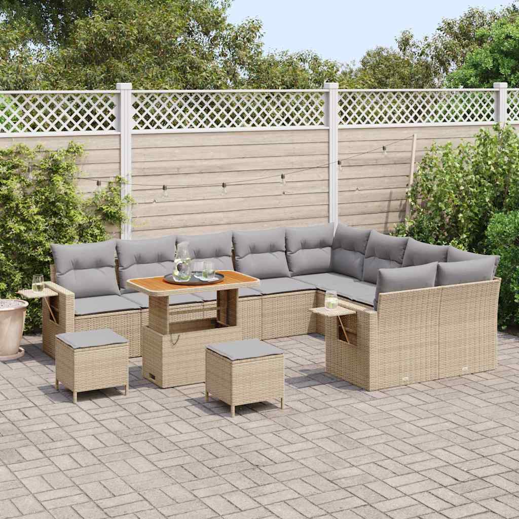 Kerti Kanapé Szett 12 pcs Bézs polirattan