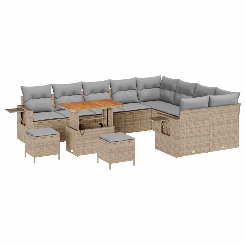 Kerti Kanapé Szett 12 pcs Bézs polirattan