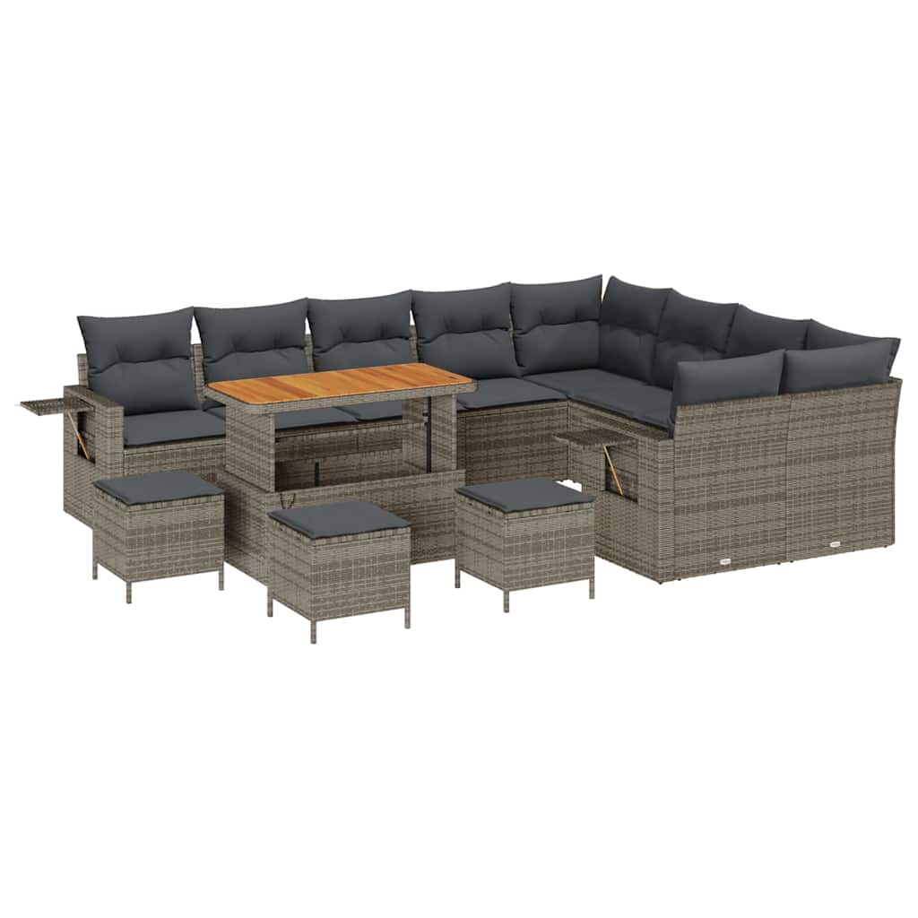 Kerti Kanapé Szett 13 pcs Szürke polirattan