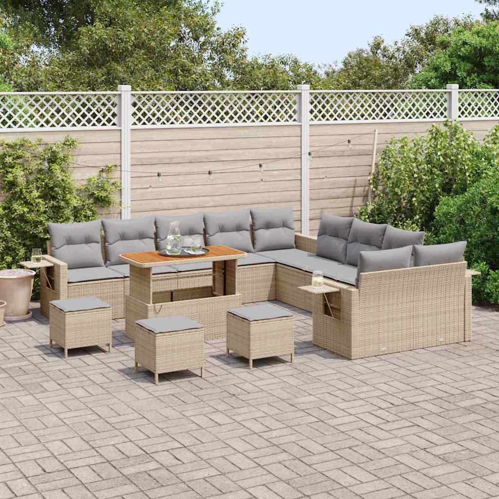 Kerti Kanapé Szett 14 pcs Bézs polirattan
