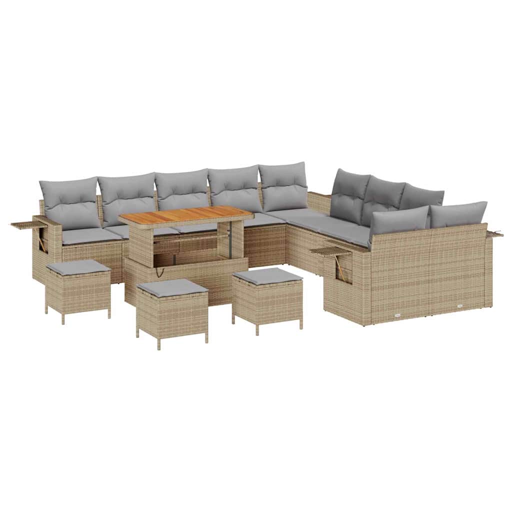 Kerti Kanapé Szett 14 pcs Bézs polirattan