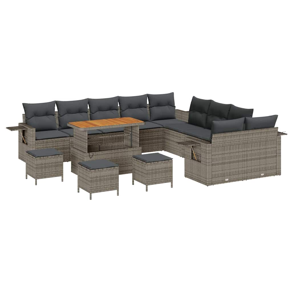 Kerti Kanapé Szett 14 pcs Szürke polirattan