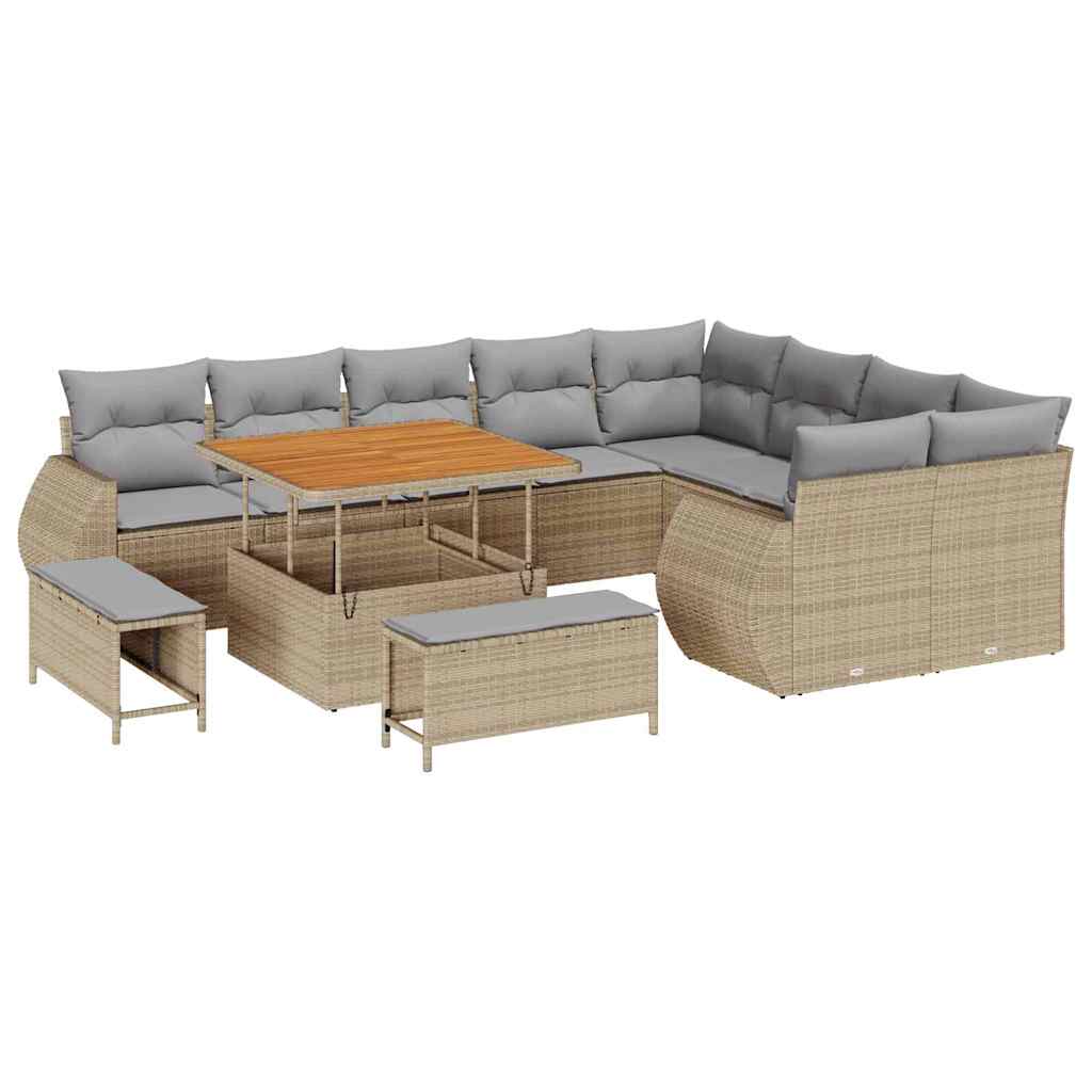 Kerti Kanapé Szett 12 pcs Bézs polirattan