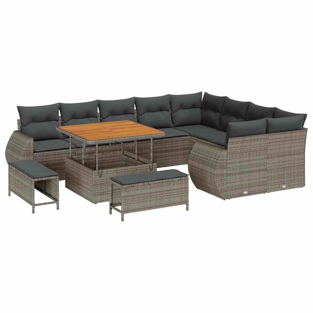 Kerti Kanapé Szett 12 pcs Szürke polirattan