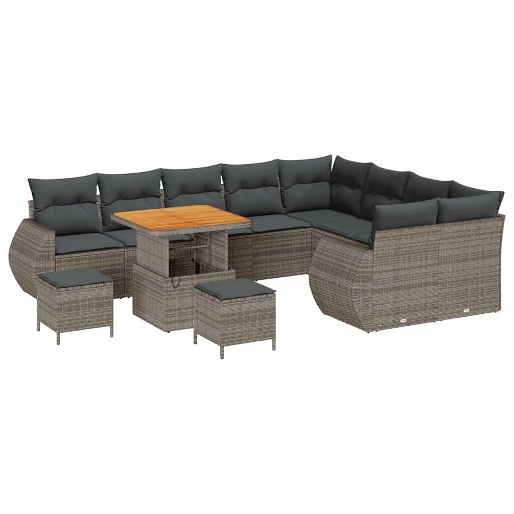 Kerti Kanapé Szett 12 pcs Szürke polirattan