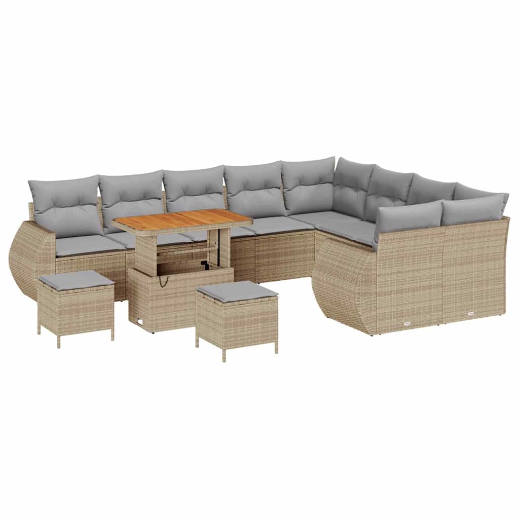 Kerti Kanapé Szett 12 pcs Bézs polirattan