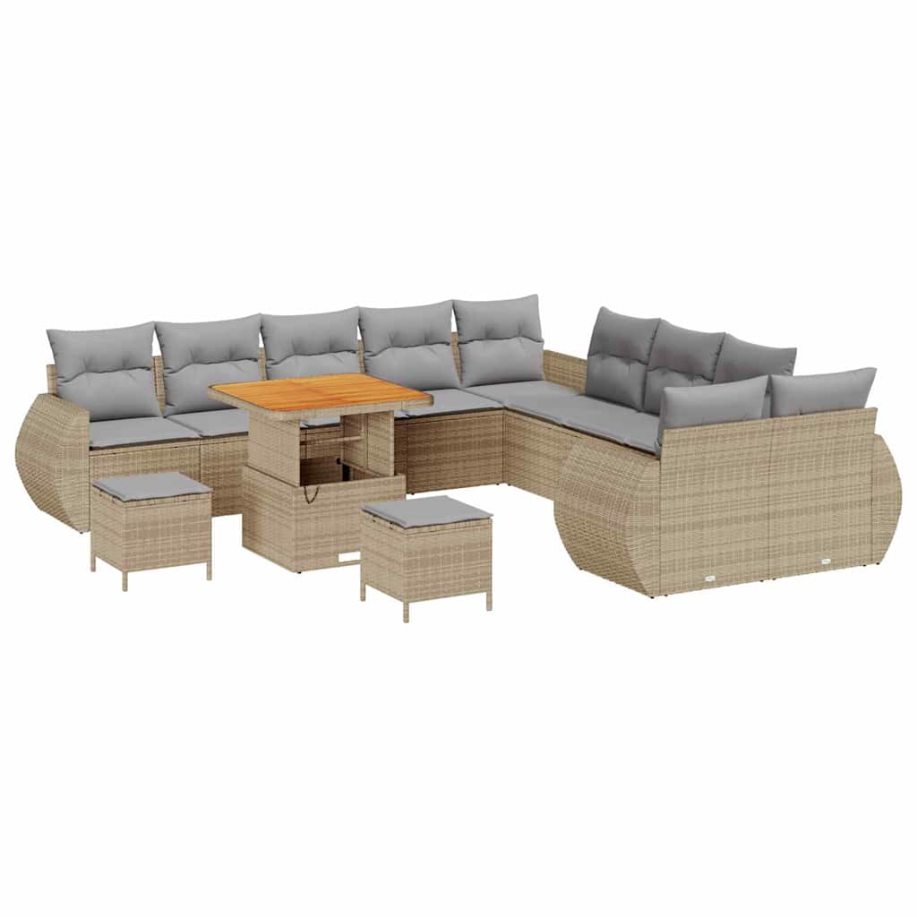 Kerti Kanapé Szett 13 pcs Bézs polirattan