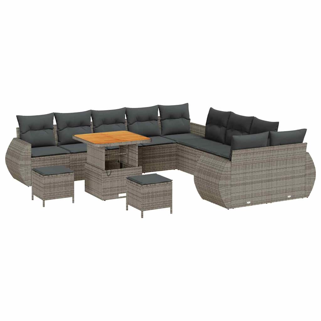 Kerti Kanapé Szett 13 pcs Szürke polirattan