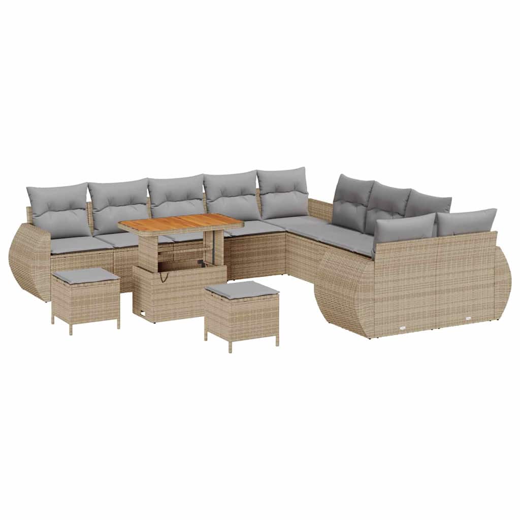 Kerti Kanapé Szett 13 pcs Bézs polirattan