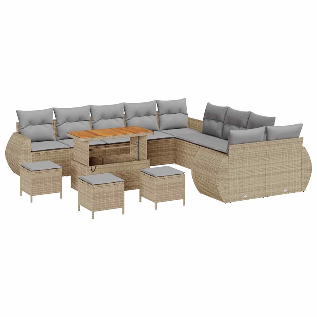 Kerti Kanapé Szett 14 pcs Bézs polirattan