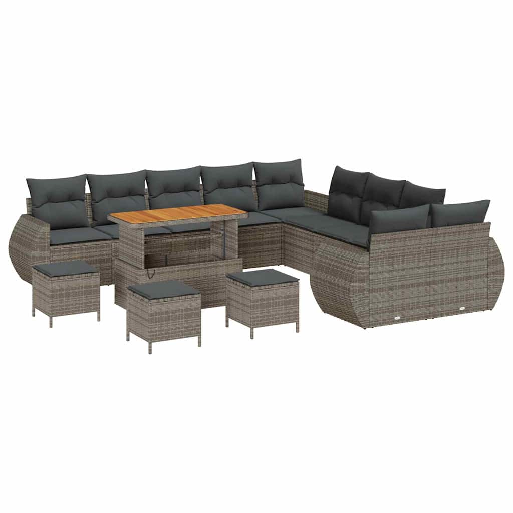 Kerti Kanapé Szett 14 pcs Szürke polirattan