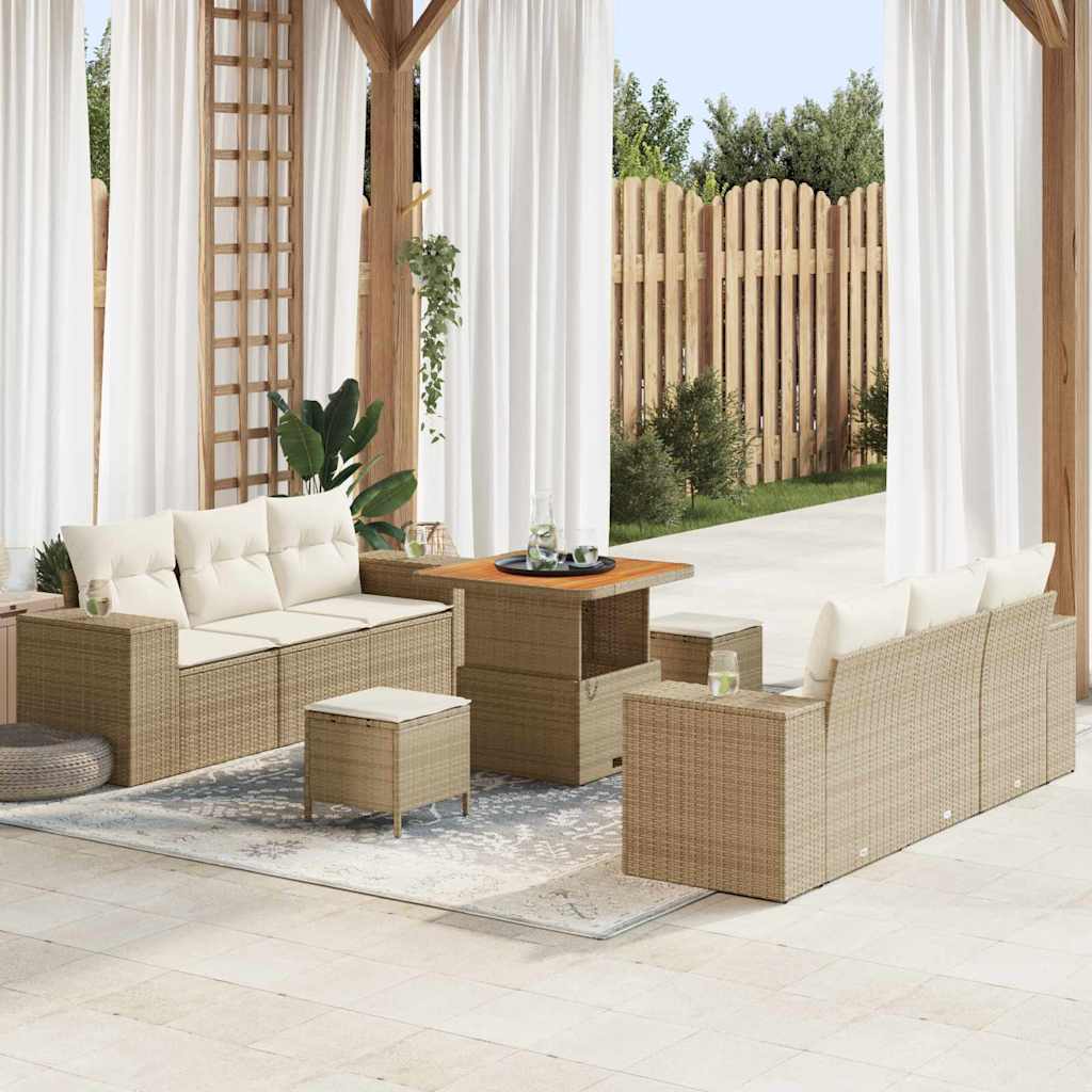 Kerti Kanapé Szett párnával 9 pcs Bézs Poli rattan