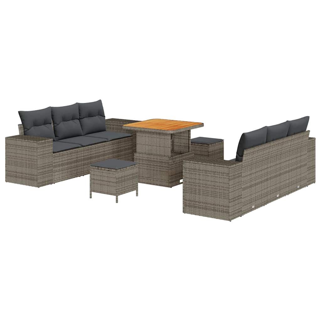 Kerti Kanapé Szett tárolóval 9 pcs Szürke Poli rattan