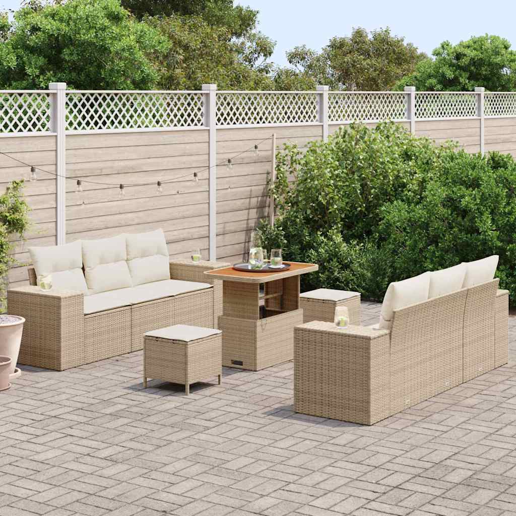 Kerti Kanapé Szett tárolóval 9 pcs Bézs Poli rattan