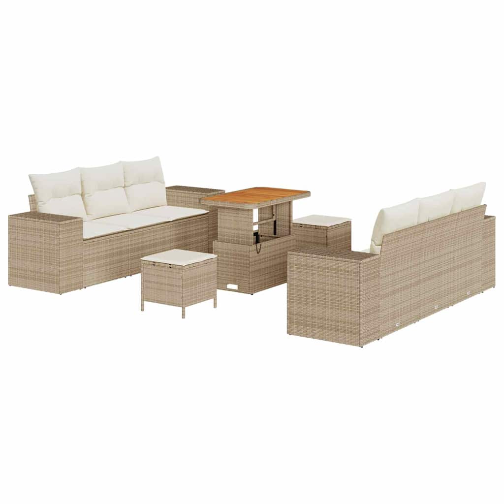 Kerti Kanapé Szett tárolóval 9 pcs Bézs Poli rattan