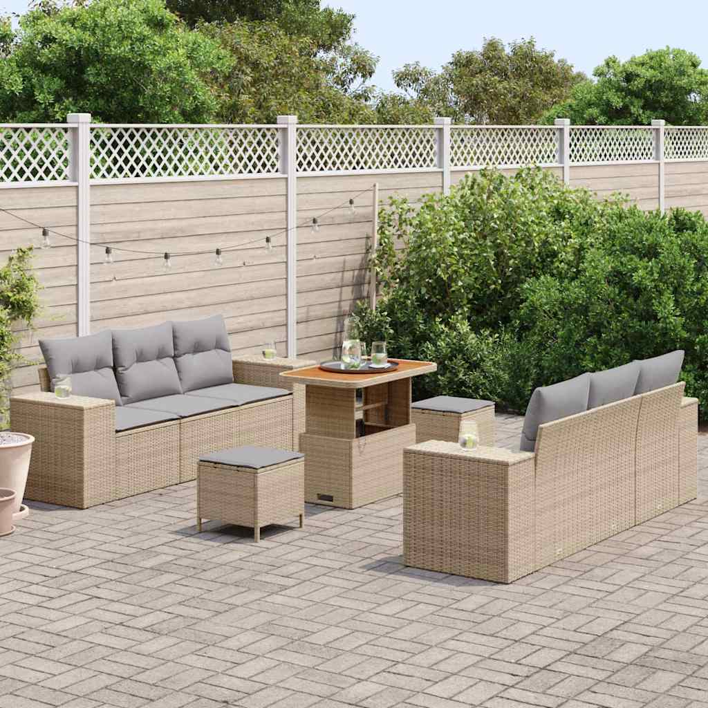 Kerti Kanapé Szett tárolóval 9 pcs Bézs Poli rattan