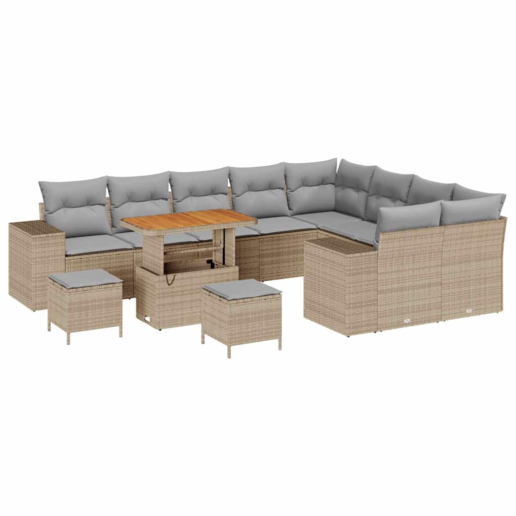 Kerti Kanapé Szett párnával 12 pcs Bézs polirattan