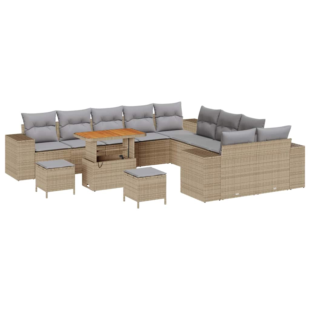 Kerti Kanapé Szett párnával 13 pcs Bézs polirattan