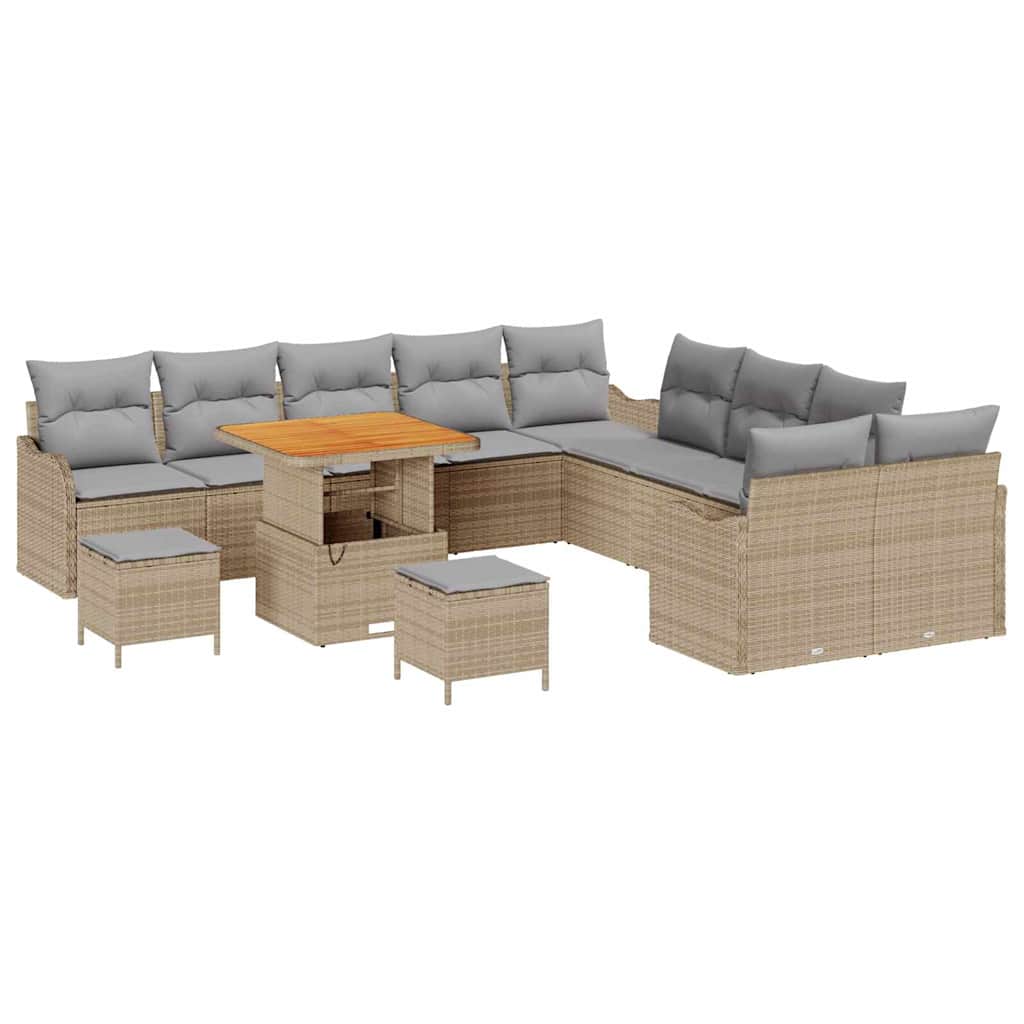 Kerti Kanapé Szett 13 pcs Bézs polirattan
