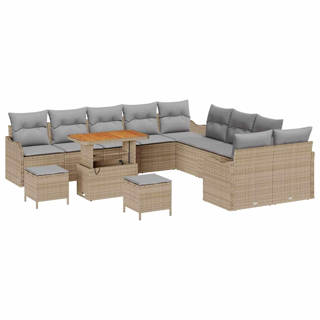 Kerti Kanapé Szett 13 pcs Bézs polirattan