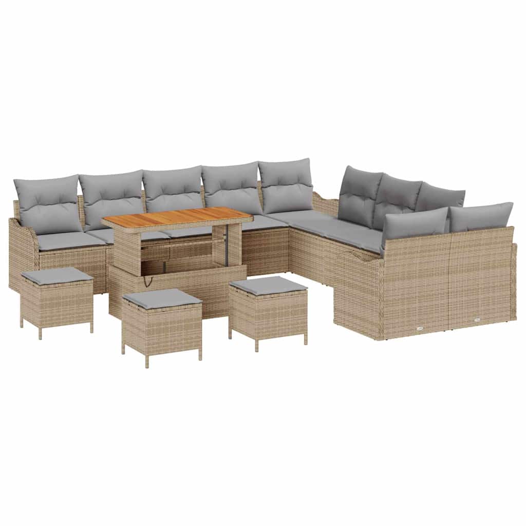 Kerti Kanapé Szett 14 pcs Bézs polirattan