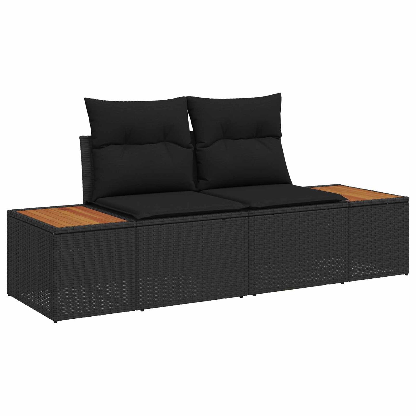 Kerti Kanapé Szett 10 pcs Fekete polirattan