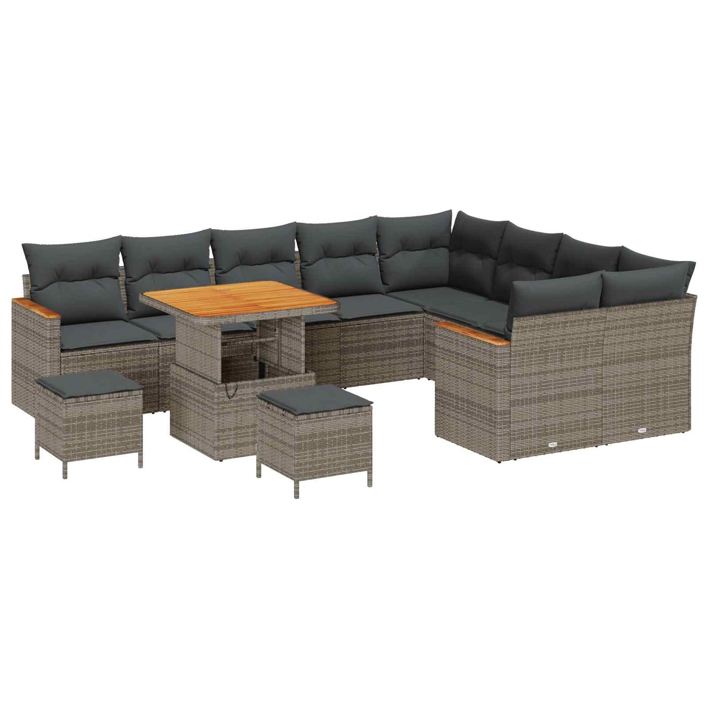 Kerti Kanapé Szett 12 pcs Szürke polirattan