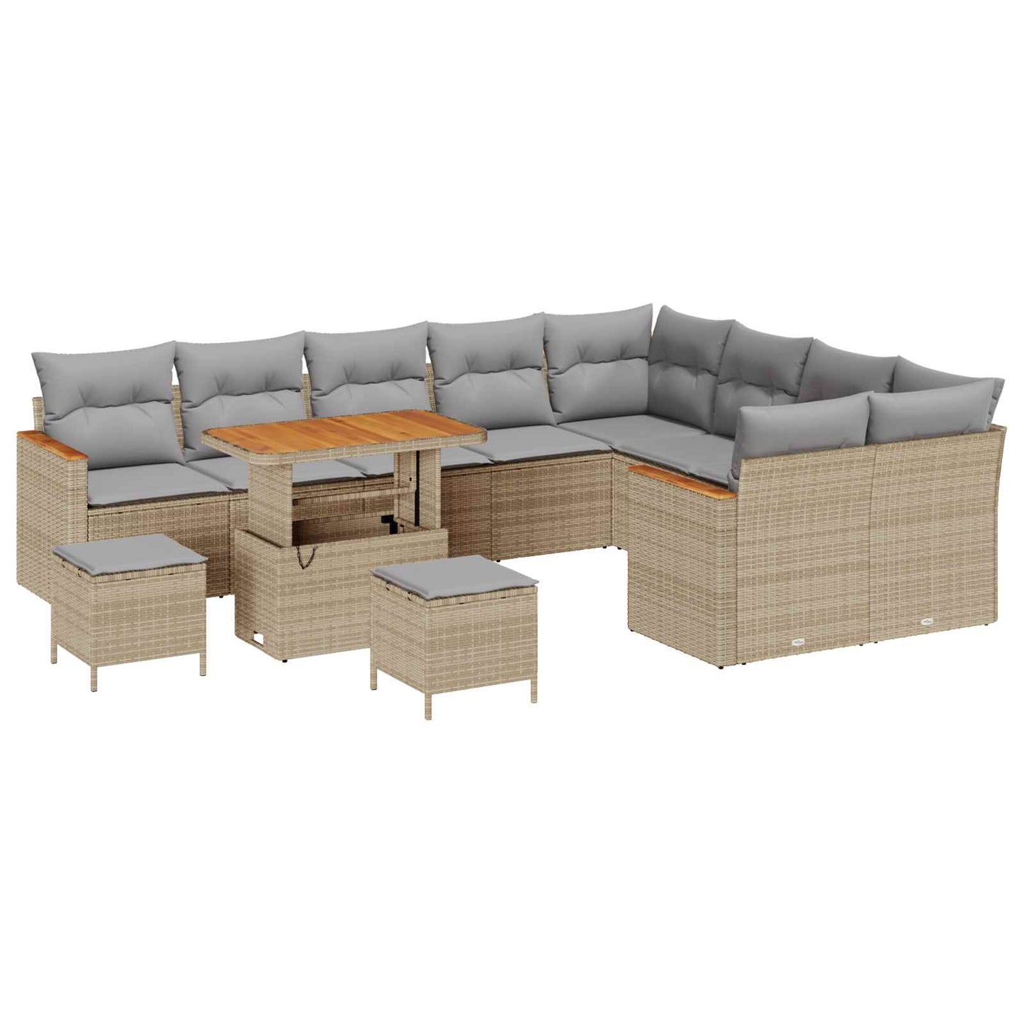 Kerti Kanapé Szett 12 pcs Bézs polirattan
