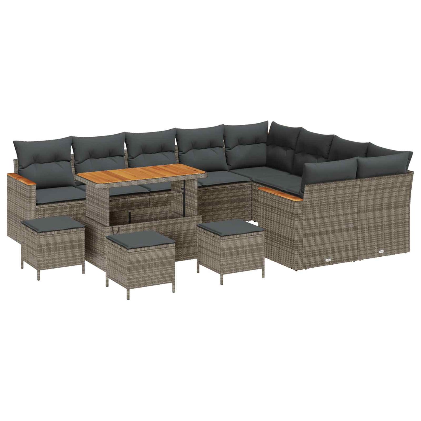 Kerti Kanapé Szett 13 pcs Szürke polirattan