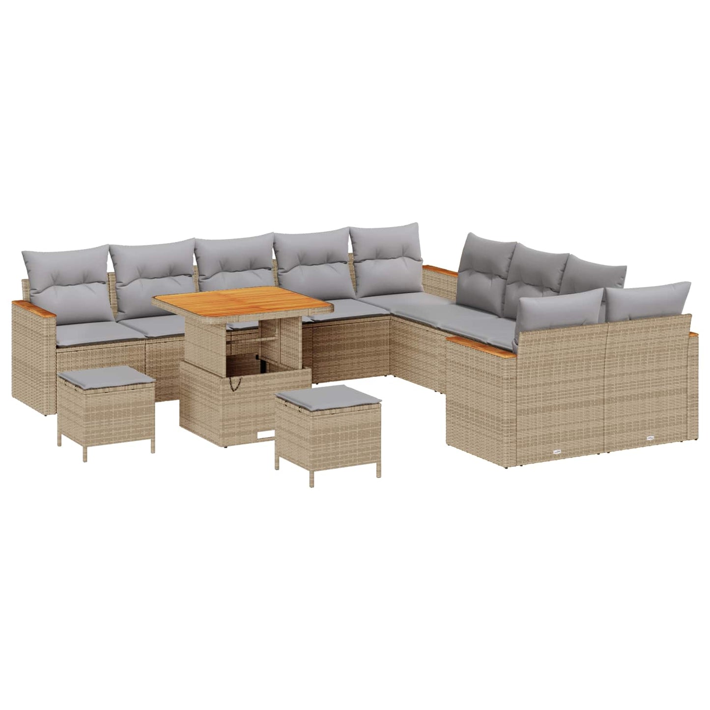 Kerti Kanapé Szett 13 pcs Bézs polirattan