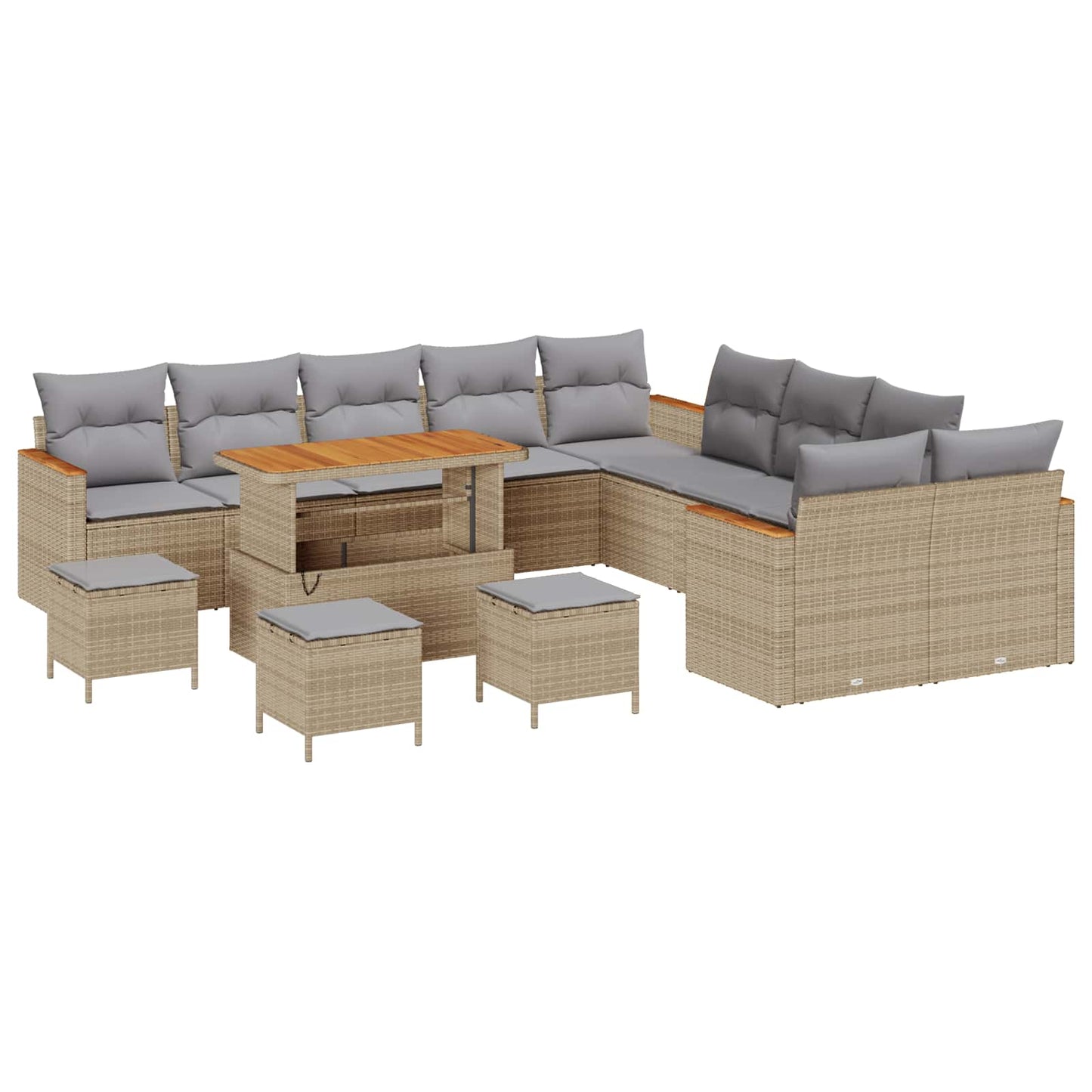 Kerti Kanapé Szett 14 pcs Bézs polirattan