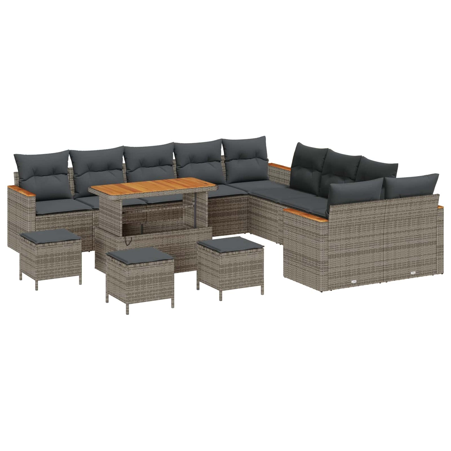 Kerti Kanapé Szett 14 pcs Szürke polirattan