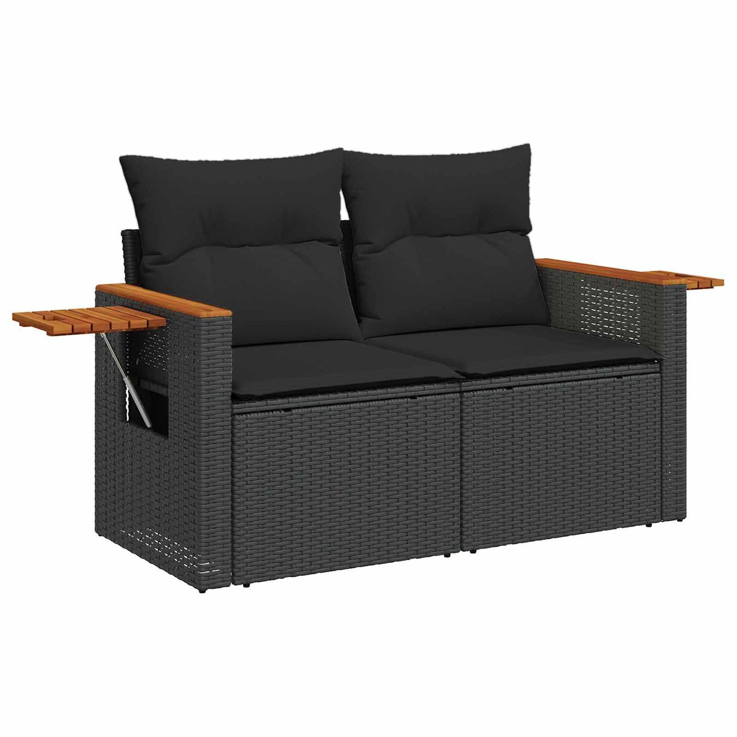 Kerti Kanapé Szett 9 pcs Fekete polirattan