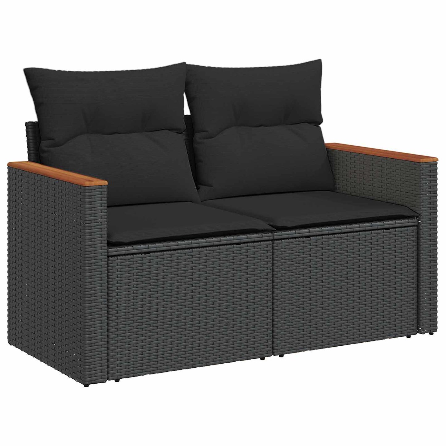 Kerti Kanapé Szett 9 pcs Fekete polirattan